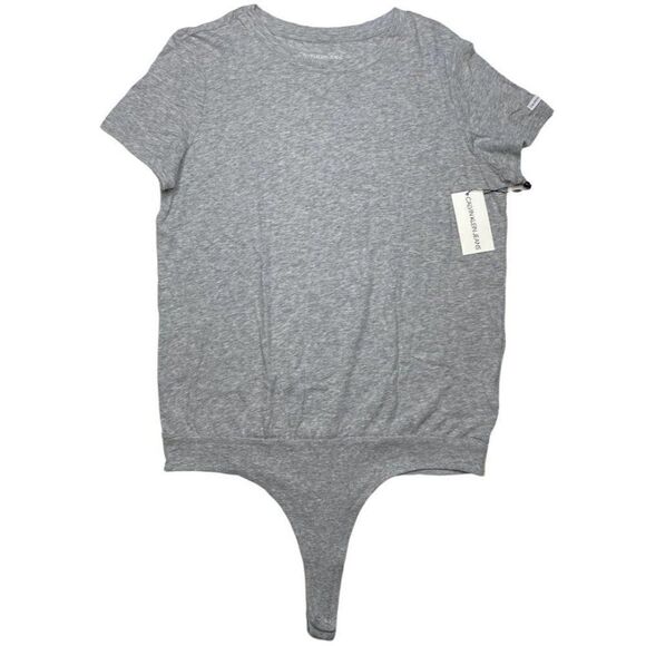 Calvin Klein Bodysuit Shirt Women's MEDIUM Gray Short-Sleeve Cotton Modal NEW - Picture 5 of 16